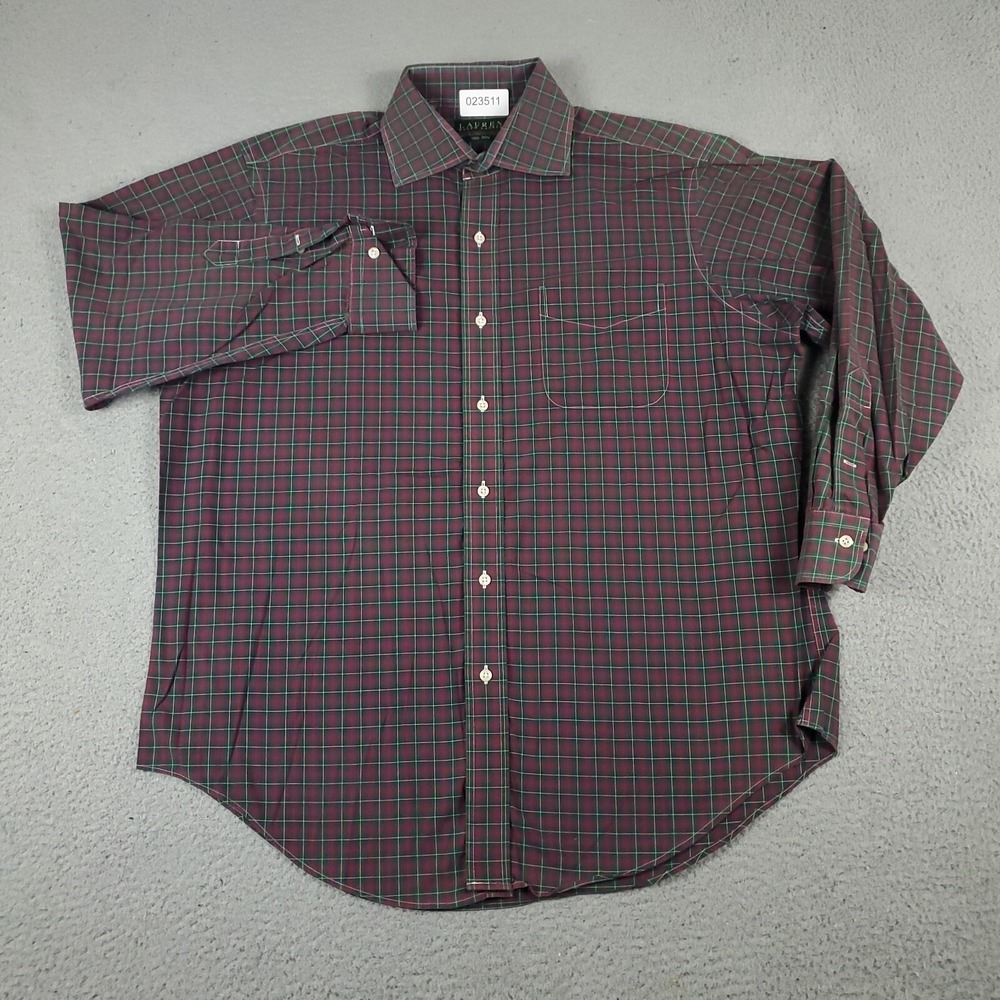 Ralph Lauren Shirt Mens 16.5 Red Plaid Casual Button Up Long Sleeve - Picture 2 of 6